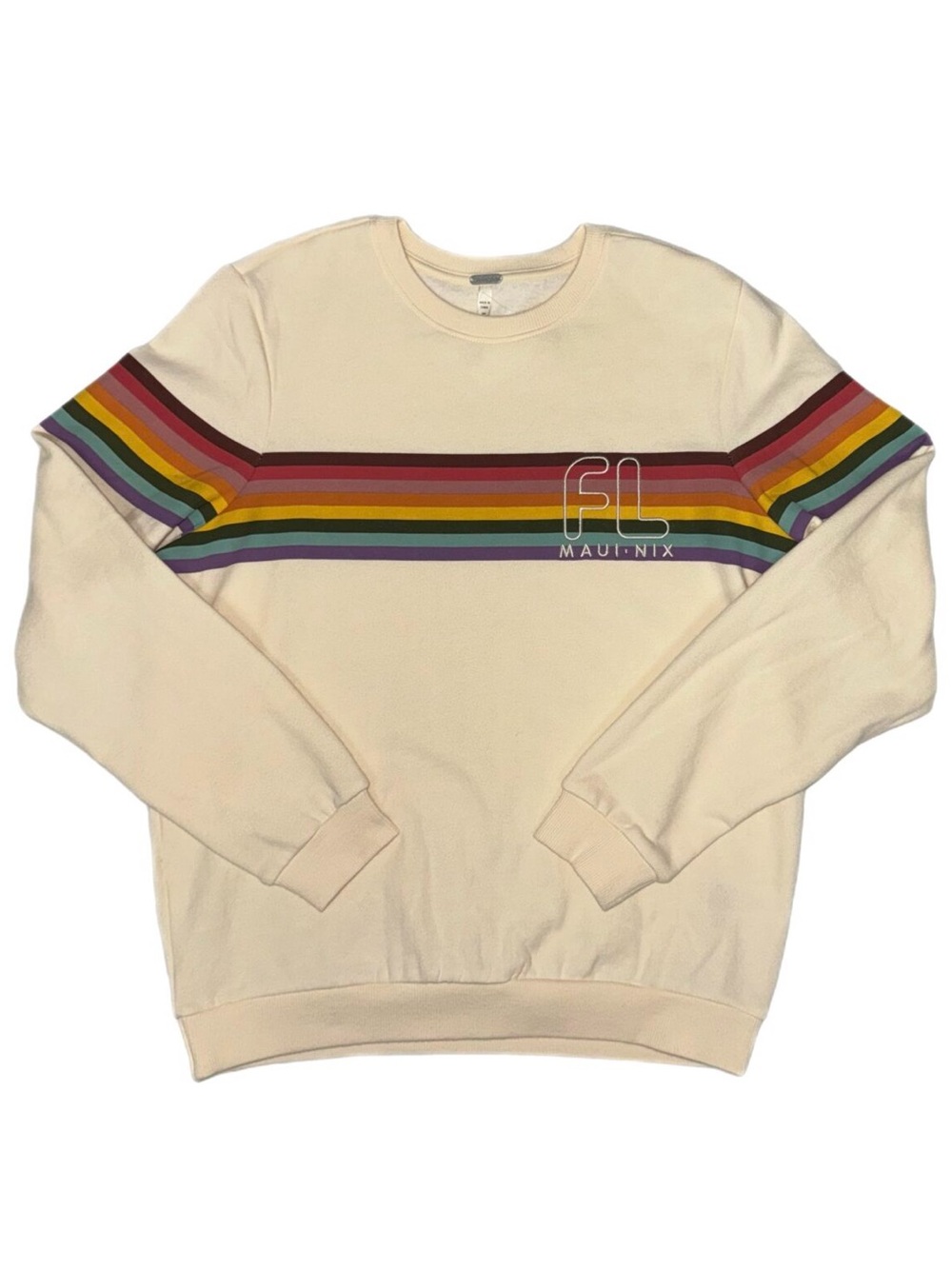 Maui Nix Surf shop - sweat set - Cream with Rainbow Stripe